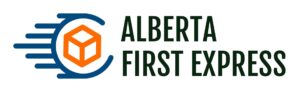 blue and orange alberta first express logo